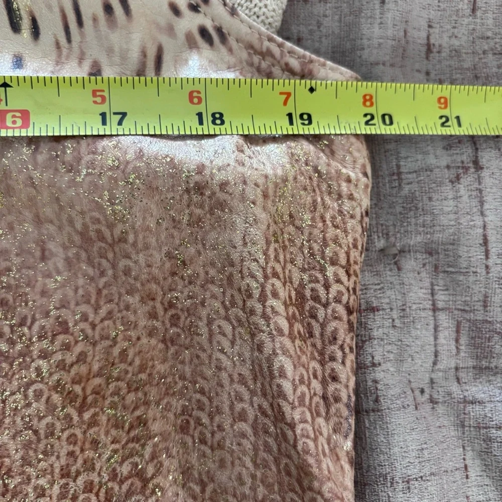 NWOT St John Sport Animal-Print Leather Zip Front Vest Knit Sweater Sz L